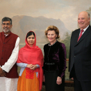 10. desember: Fredsprisvinnerne Kailash Satyarthi og Malala Yousafzai i audiens på Slottet. Foto: Audun Braastad / NTB scanpix